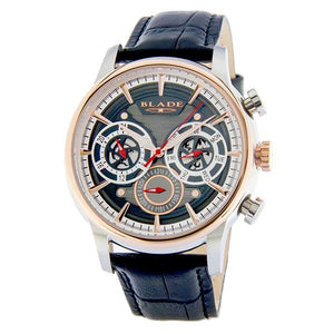 Blade men's Grey Dial Two-Tone PVD Rose Gold Plated Stainless Steel Case Black Leather Multi Function Maestro Mosaic 1