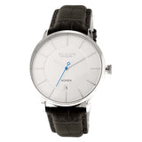 Blade men's White Dial Black Genuine Leather Strap Stainless Steel Case Sphere mono