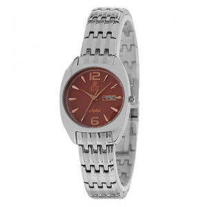 Eliz women's Brown Dial stainless steel case and band analog Watch ES15-8126L SO 1