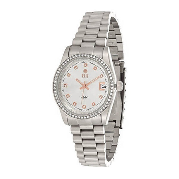 Eliz women's White mother of pearl Dial stainless steel case and band analog Watch ES15-8265L SH 1