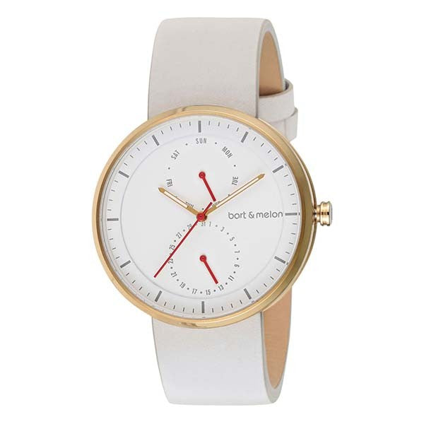 bart&melon Unisex White Dial Leather Strap Watch - 15-DG016-2AWE