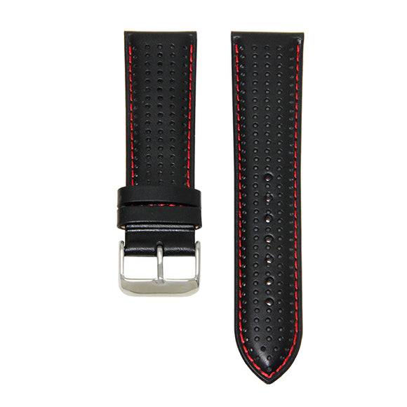 24mm Perforated Genuine Leather Strap, Steel Buckle