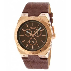 Blade men's Brown Dial Stainless Steel Case - PVD Rose Gold Plated Brown Genuine Leather Strap Multi function 3404G1ROO 1