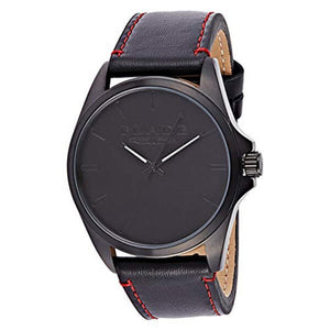 Blade Men's Black Leather Dial Black Stainless Steel Case and Band Analog Watch 1