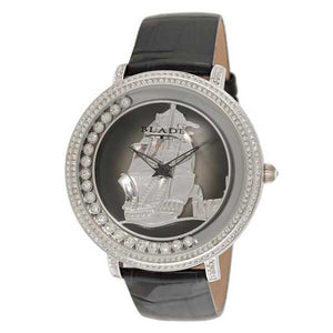 Blade women's Black Dial Black Genuine Leather Band Stainless Steel Case Back The Dhow Silver 1