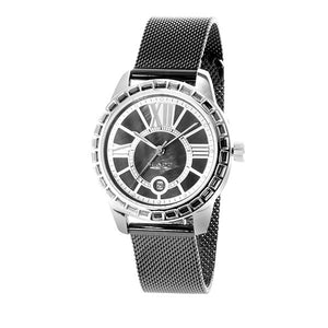 Blade womens stainless steel case pvd black mesh strap calender 3333l2snn 1