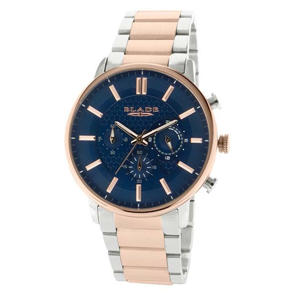 Blade men's Blue Dial  Stainless Steel Case and Band Two-Tone PVD Rose Gold Plating Chronograph Sphere SS Chrono 1