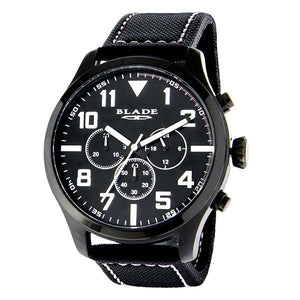 Blade men's Black Dial  Black Leather Strap Stainless Steel Case Stopwatch Unite Noir-3554g1nnd