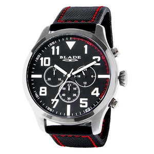 Blade men's Black Dial  Black Leather Strap Stainless Steel Case Stopwatch Unite Black