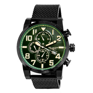 Blade Men's Green Dial Black Stainless Steel Multifunction Watch Centurion SS Noir 1