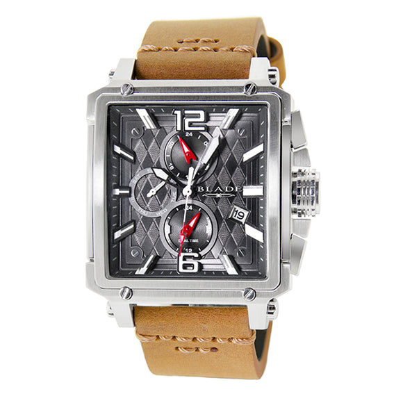 BLADE Vertex Grey 3550G1SGD Men's Square Shaped Genuine Leather Watch