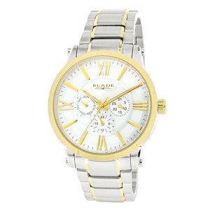 Blade men's White Dial Two-Tone PVD Gold Plated Stainless Steel Case and Band Multi Function Rise SS Ivory 1