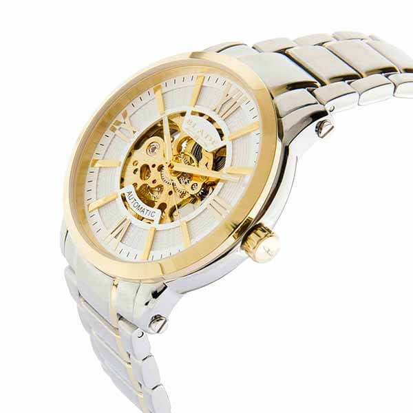 Blade men's White Dial Two-Tone Gold Plated Stainless steel Case and Band Skeleton Automatic Mechanical Volare SS Ivory 2