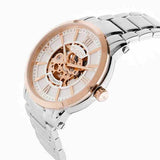 Blade men's White Dial Rose Gold Plated Bezel Stainless steel Case and Band Skeleton Automatic Mechanical Volare SS Rose 2