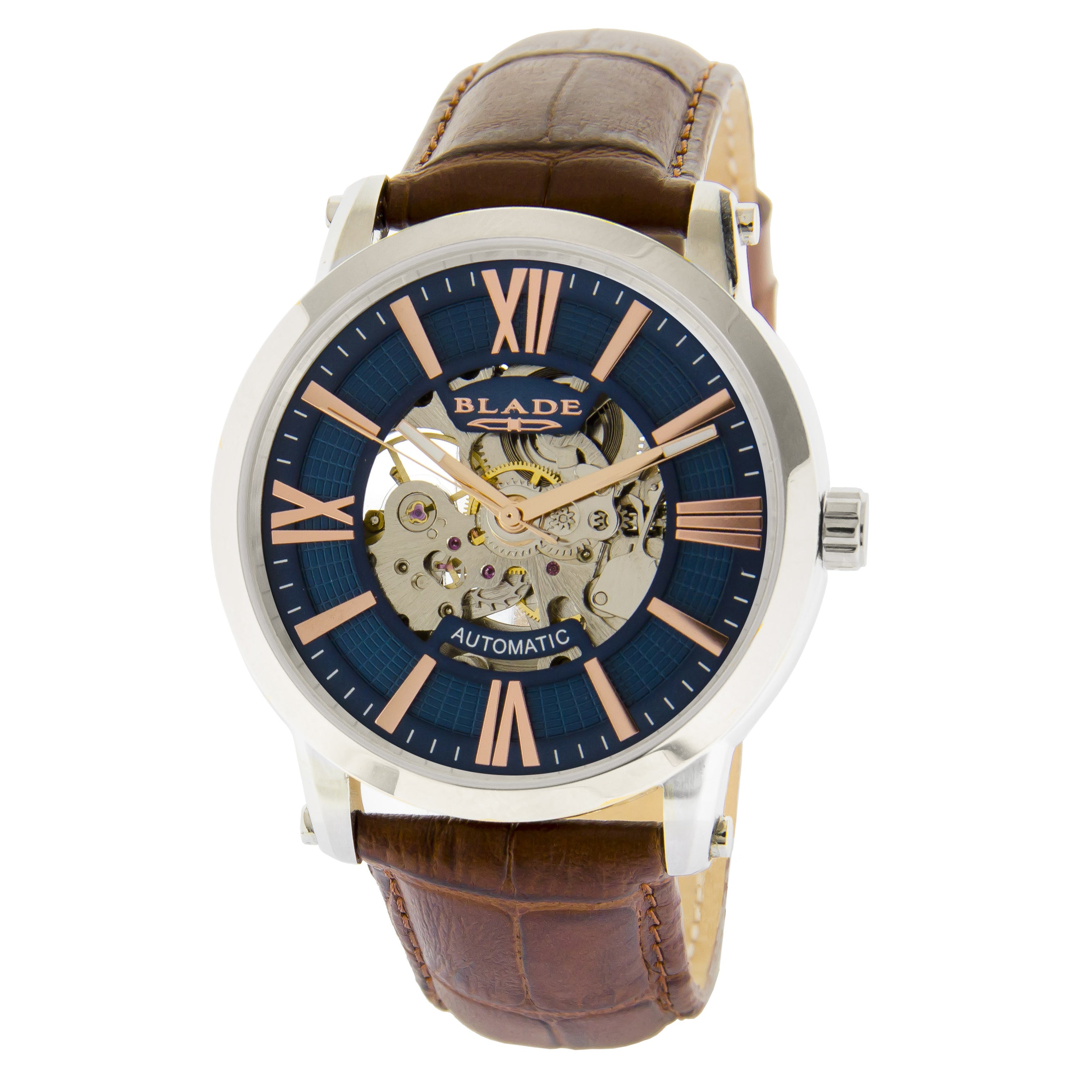 BLADE Volare Blue 3592G1SBO SS Leather Men's Watch - Front