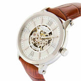 Blade men's White Dial Brown Genuine Leather Band Stainless steel Skeleton Automatic Mechanical Volare White 2