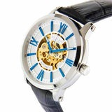 Blade men's White Dial Black Genuine Leather Band Stainless steel Skeleton Automatic Mechanical Volare Cobalt 2