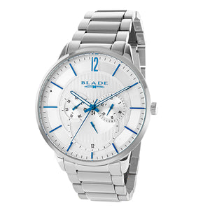 Blade men's white dial Stainless Steel Case and Band Multifunction frost white 1