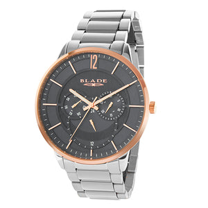 Blade men's grey dial Stainless Steel Case and Band PVD Rose Gold Plated Bezel Multi function frost rose 1