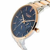 Blade men's blue dial Two-Tone PVD Rose Gold Plated Stainless Steel Case and Band multi function frost bichrome 2