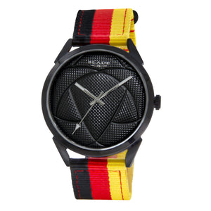 BLADE 3697GNN6F Black-Red-Yellow Retro-Fútbol Special Edition NATO Strap Unisex Watch - Front