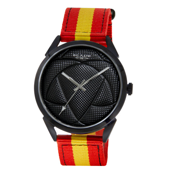 BLADE 3697GNN6K Red-Yellow Retro-Fútbol Special Edition NATO Strap Unisex Watch - Front
