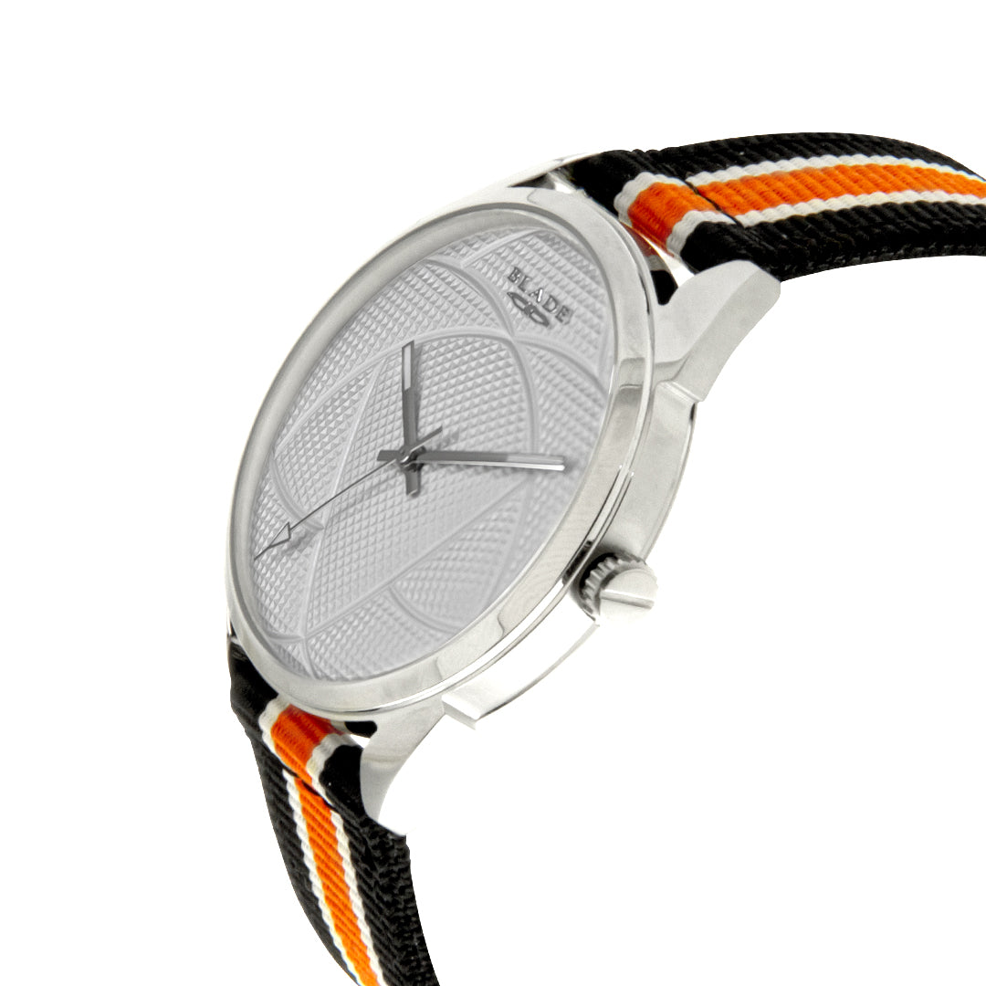 BLADE 3697GSW6H Black-Orange-White Retro-Fútbol Special Edition NATO Strap Unisex Watch - Side