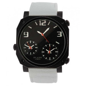 BLADE 30-3178G-NNW SS Case White Leather Strap Men's Watch