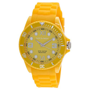 Bart & Melon Unisex Yellow Dial Polycarbonate Case  and Silicon Strap Analog Watch 11-NG002-Yellow