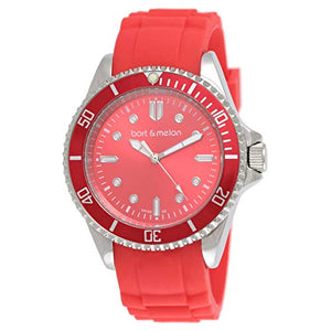 Bart & Melon Unisex Red Dial Red Silicon Band Analog Watch 12-NU010-SRR