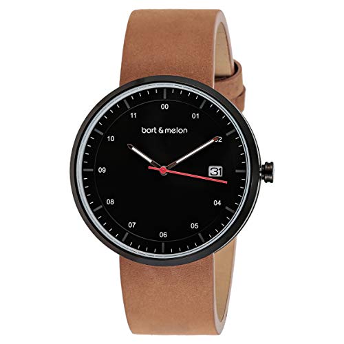 Bart & Melon Unisex Black Dial Brown Leather Band Analog Watch 15-DG015-2NNO