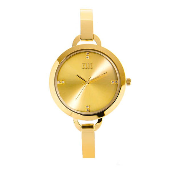 Eliz women's Champagne Dial Gold plated case and Band Analog Watch ES8539L2GCG 1