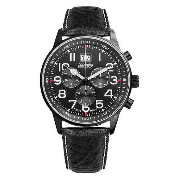 Adriatica Swiss-Made Mens Leather Chronograph Watch - A1076.B224CH
