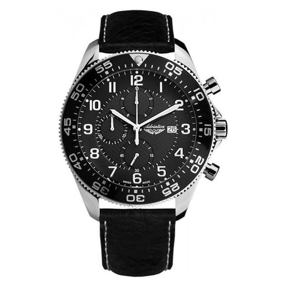Adriatica Swiss-Made Mens Leather Chronograph Watch - A1147.5224CH