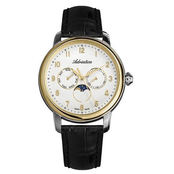 Adriatica Swiss-Made Mens Leather Multifunction Watch - A1197.2223QF