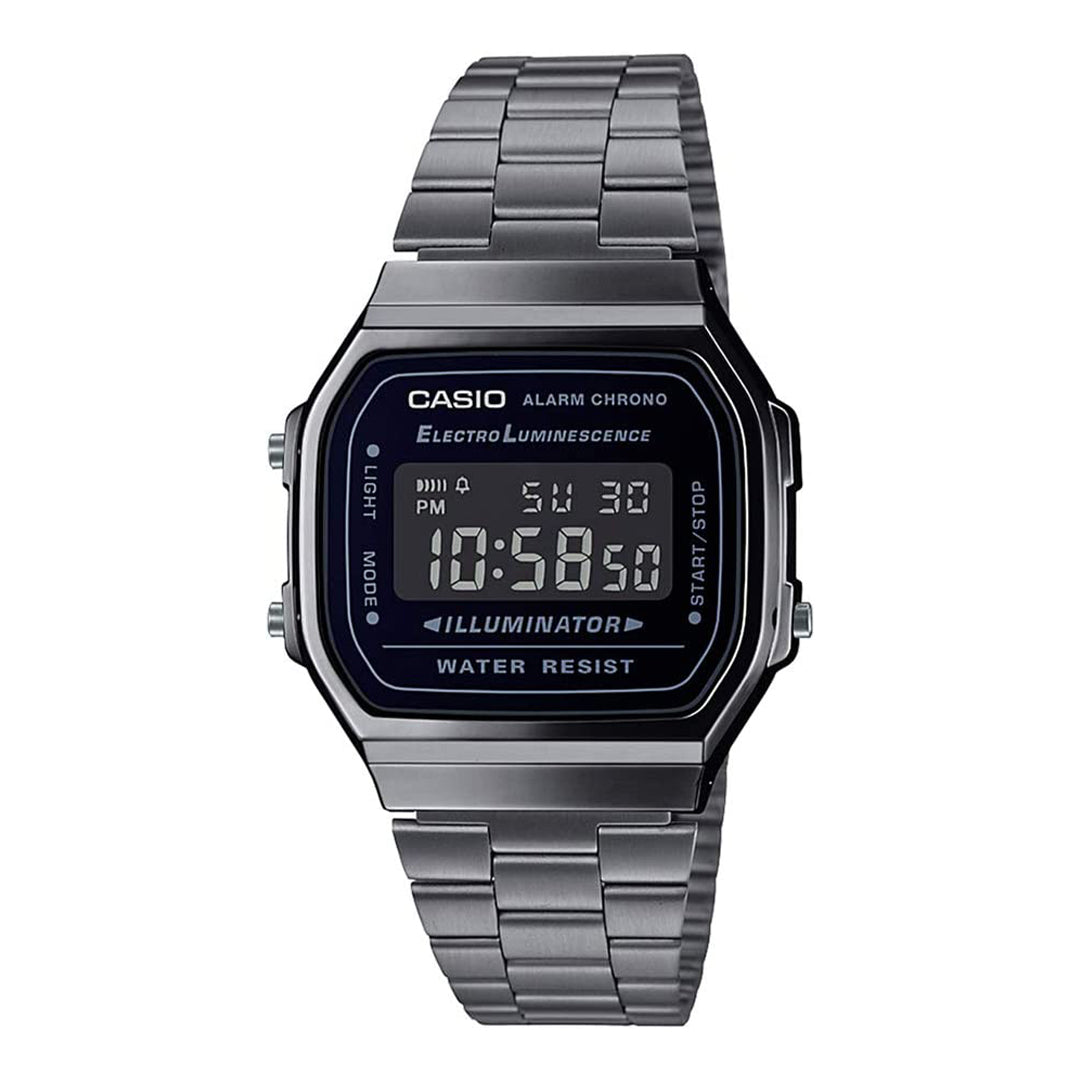 Casio Unisex-Adult Quartz Watch, Digital Display and Stainless Steel Strap A168WGG-1BDF