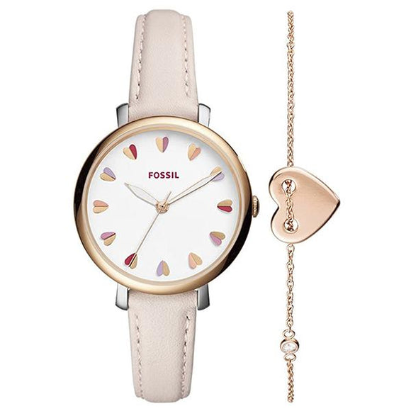 Fossil Women's White Dial Leather Strap Analog Watch - ES4351SET 1