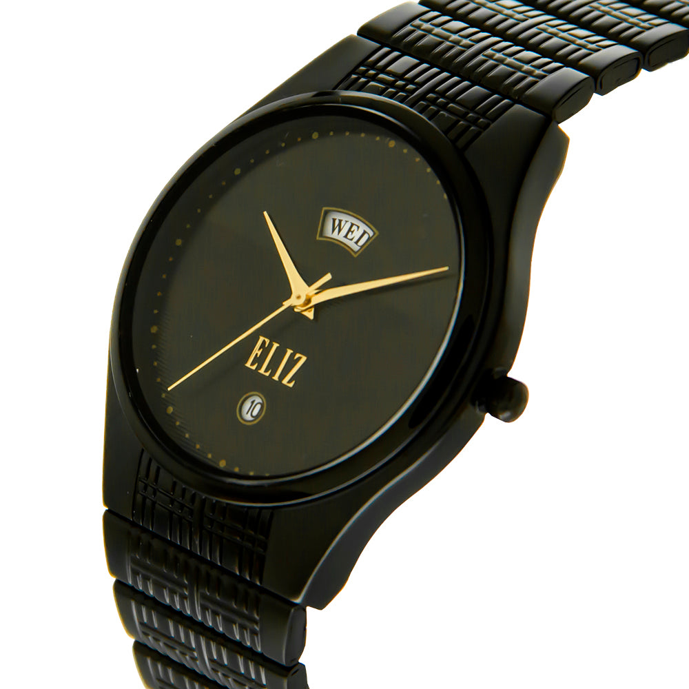 ELIZ ES8745G2NNN Black Plated SS Case and Band Men's Watch