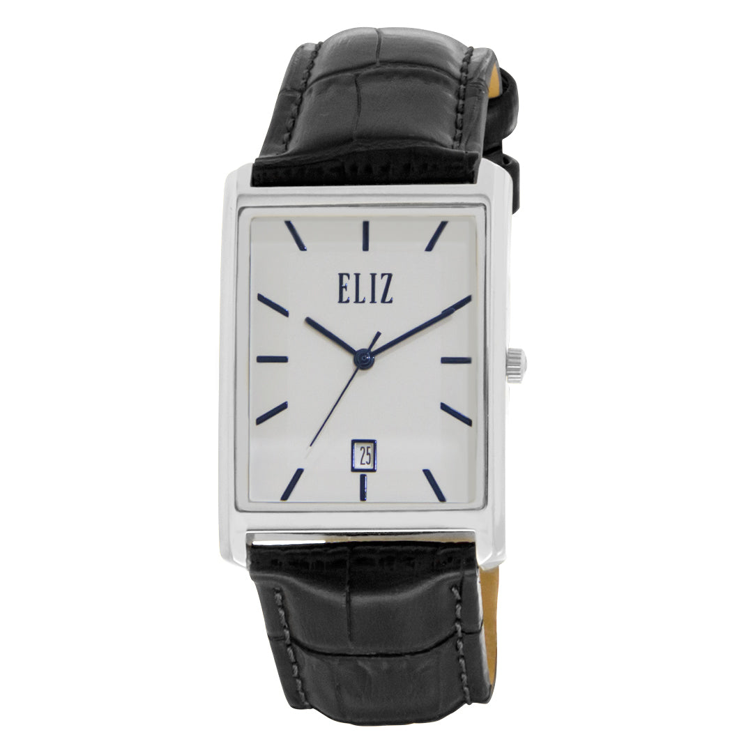 ELIZ ES8647G1SWN SS Case Black Leather Strap Men's Watch