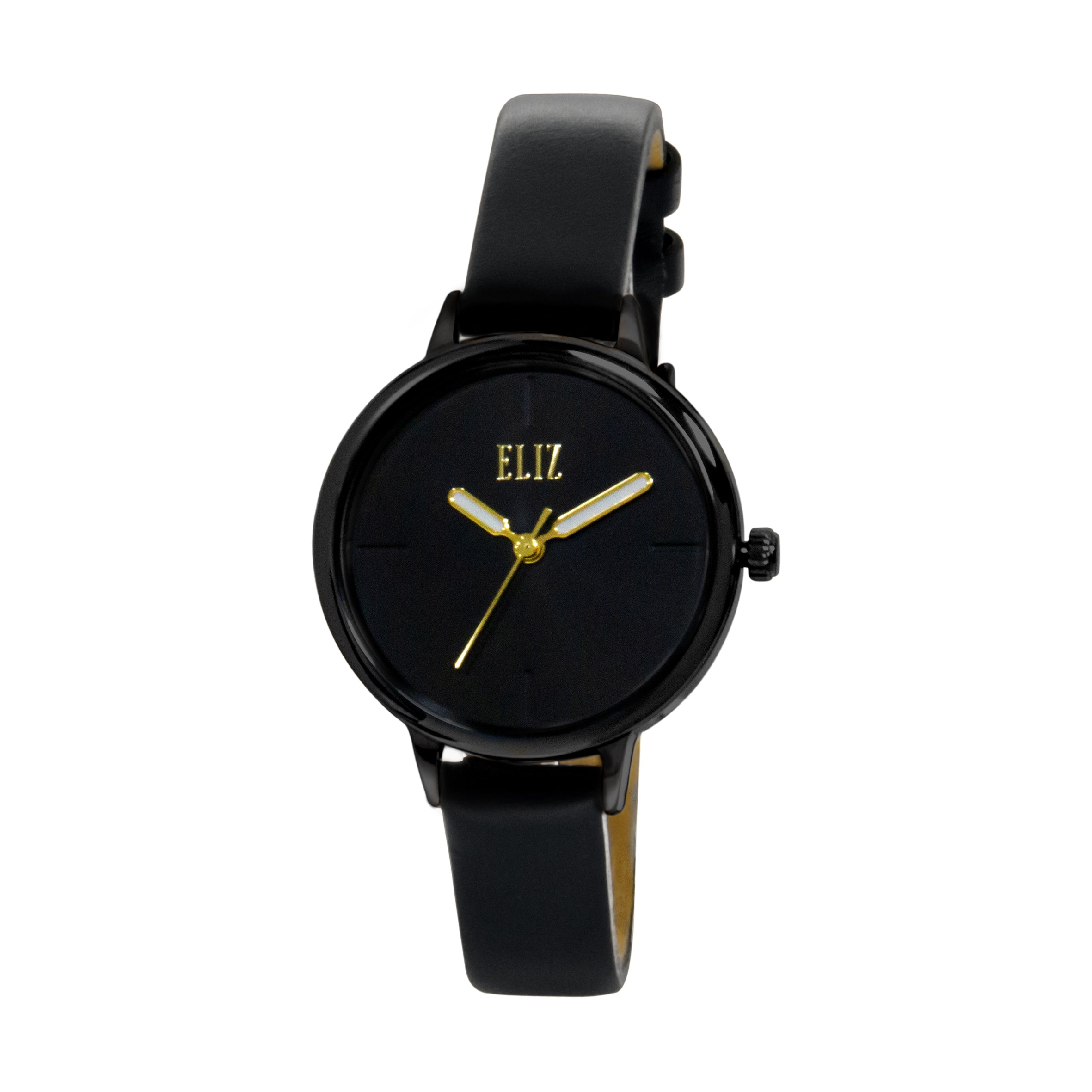 ELIZ ES8688L1NNN SS Case Black Leather Strap Women's Watch