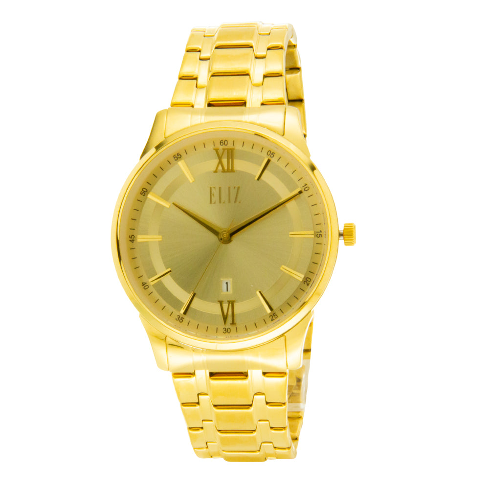 ELIZ ES8710G2GCG Gold Stainless Steel Case and Band Men's Watch