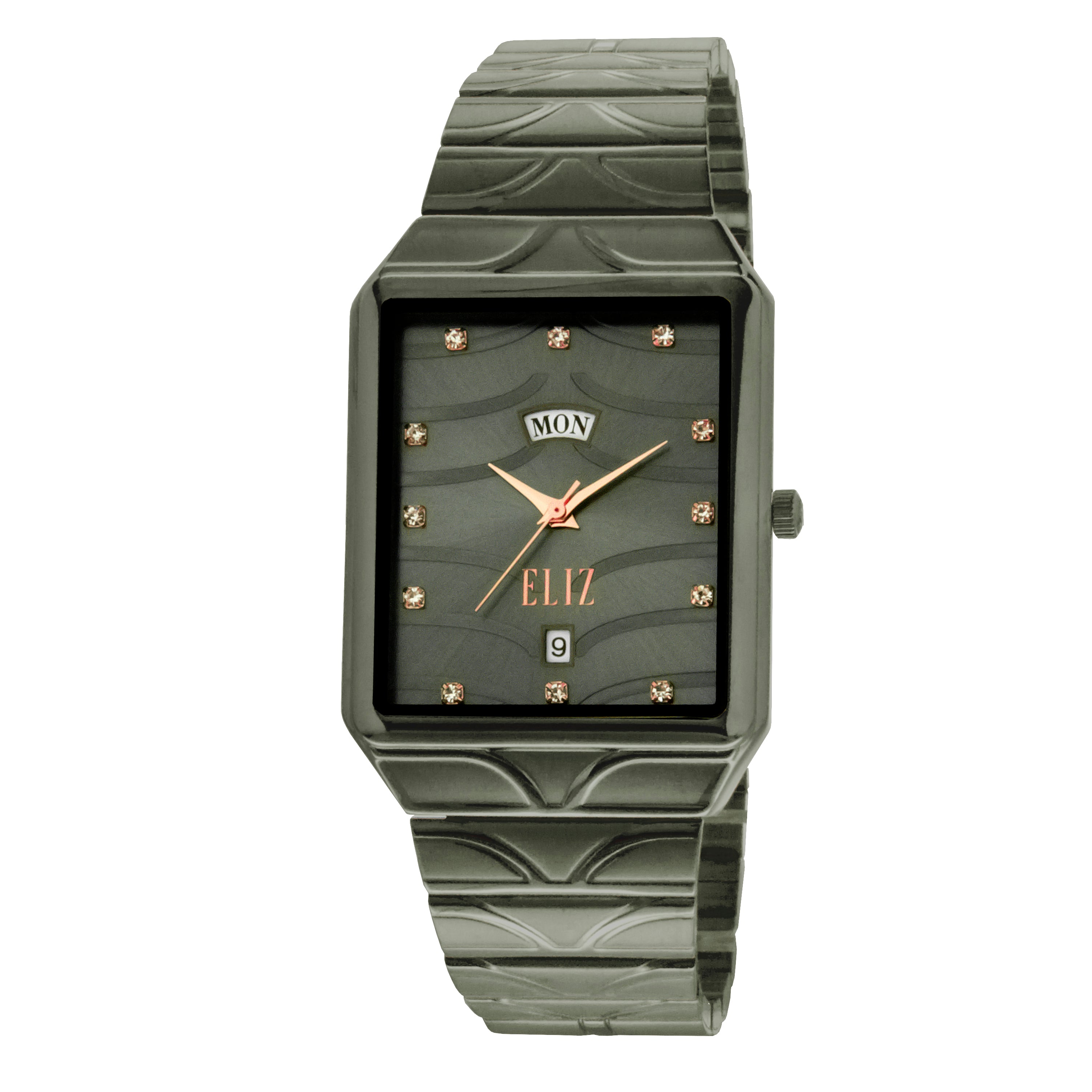 ELIZ ES8744G2AGA Grey Plated Case SS Band Men's Watch