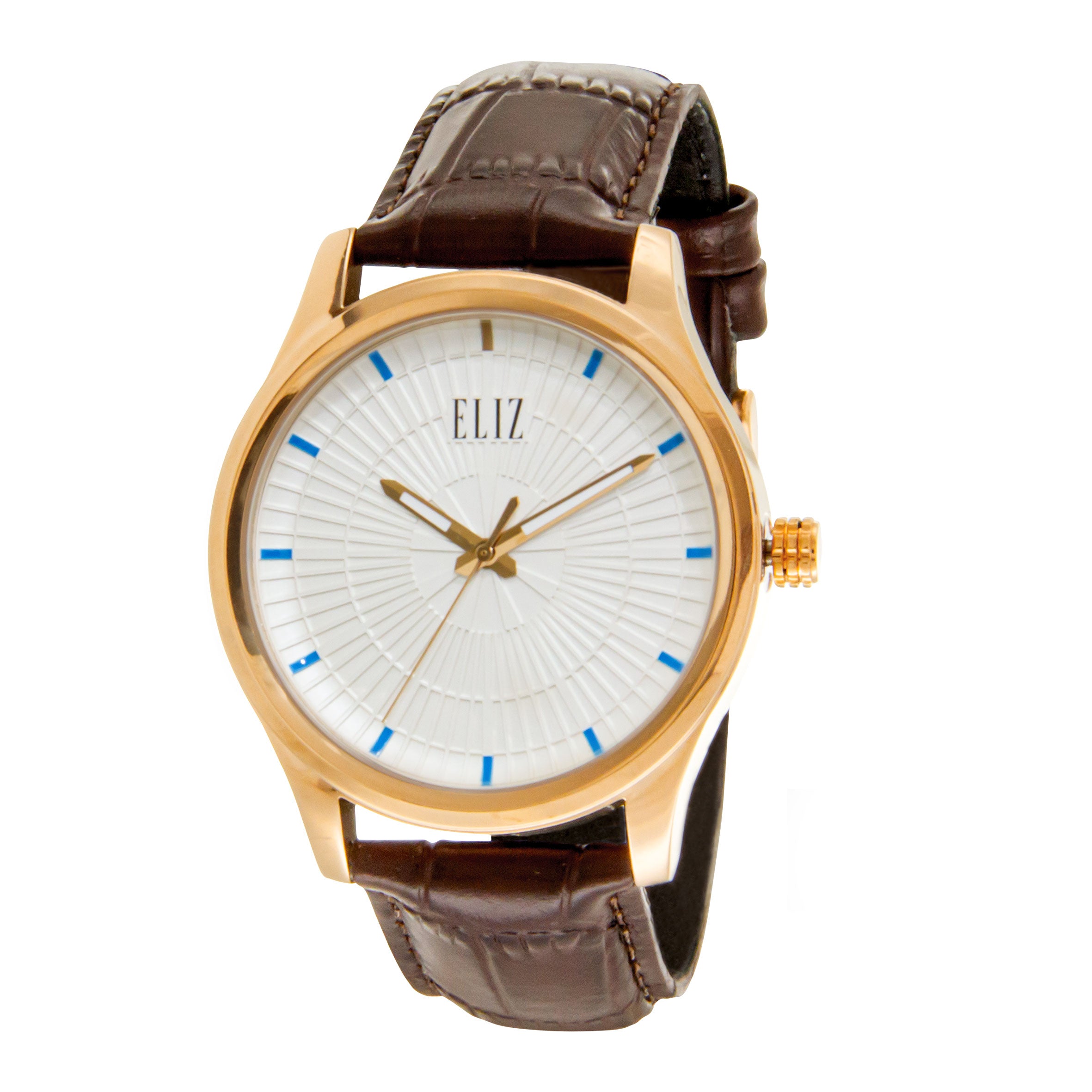 ELIZ ES8716G1RSO PVD Rose Case Brown Leather Men's Watch