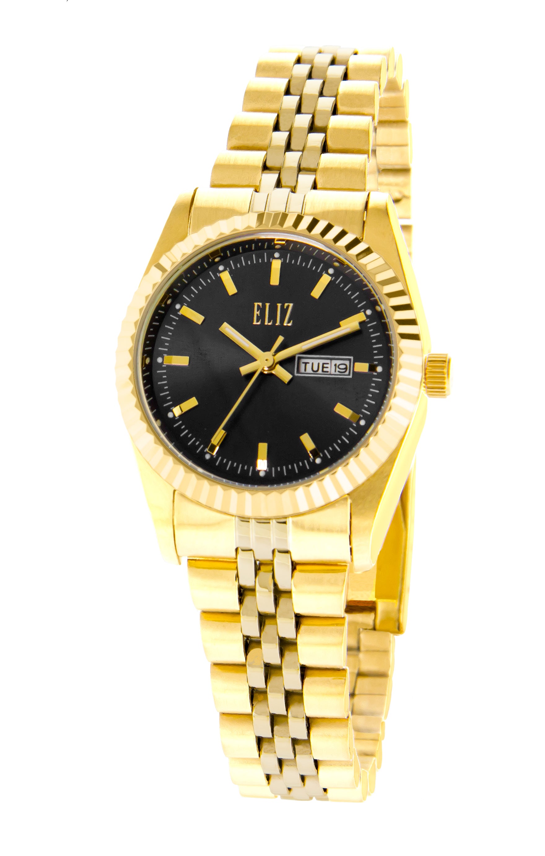 ELIZ ES8733L2GNG PVD Gold Case Band Women's Watch - Front