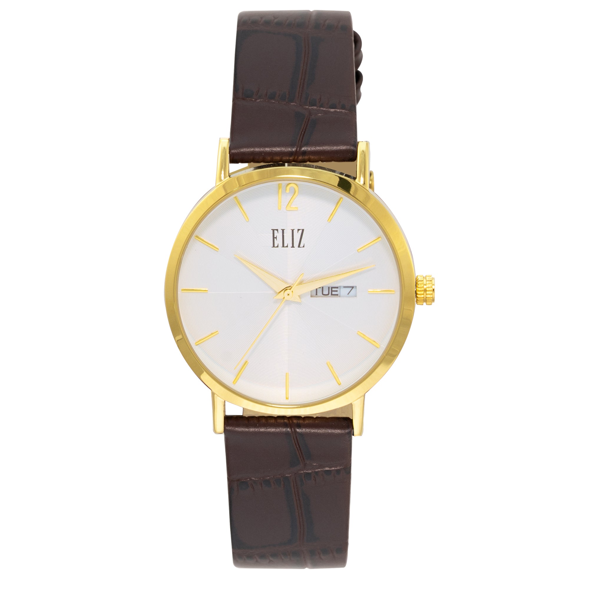 ELIZ ES8736G1GSO SS Caseback & Leather Men's Watch - Front