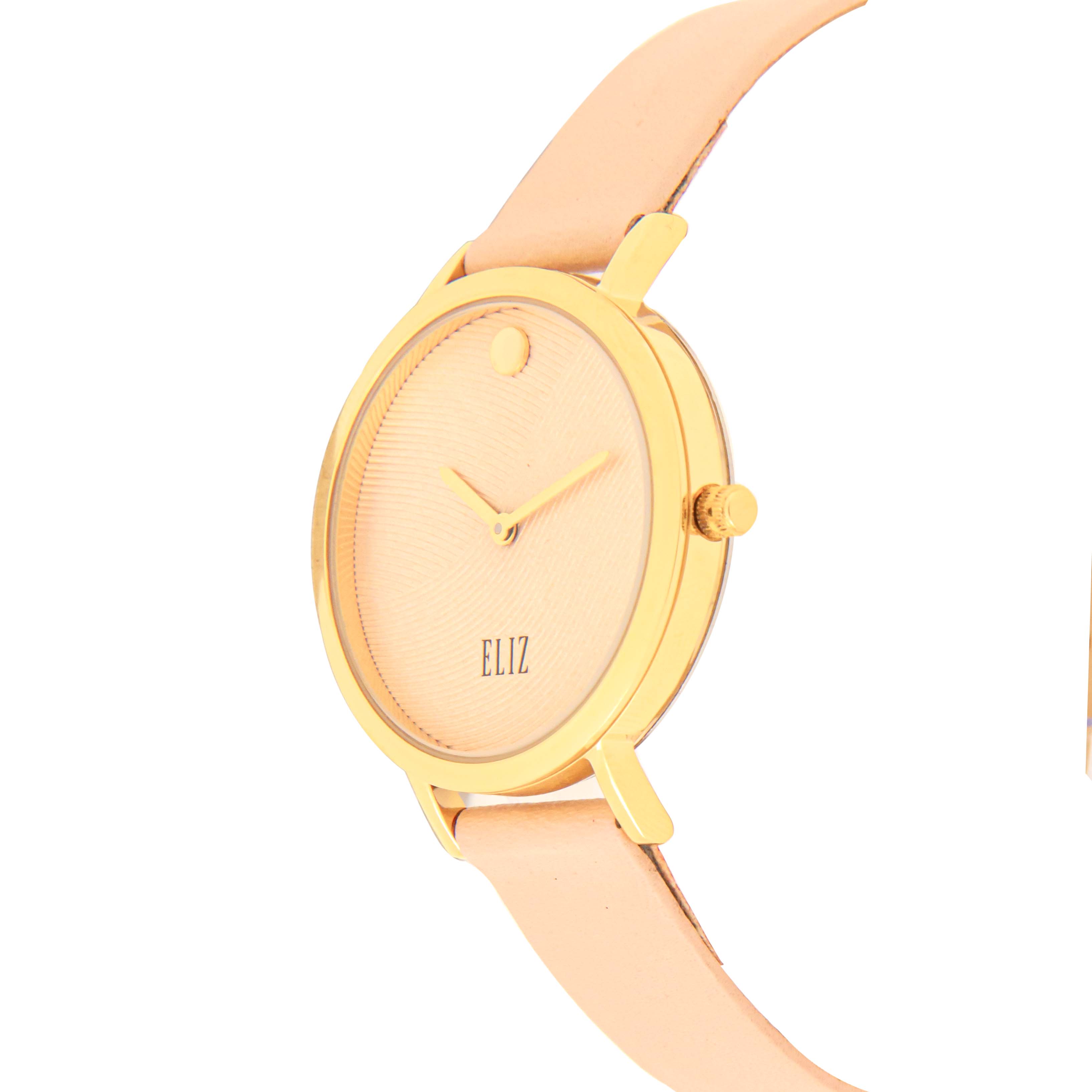 ELIZ ES8741L1GPP SS Caseback Leather Women's Watch - Side