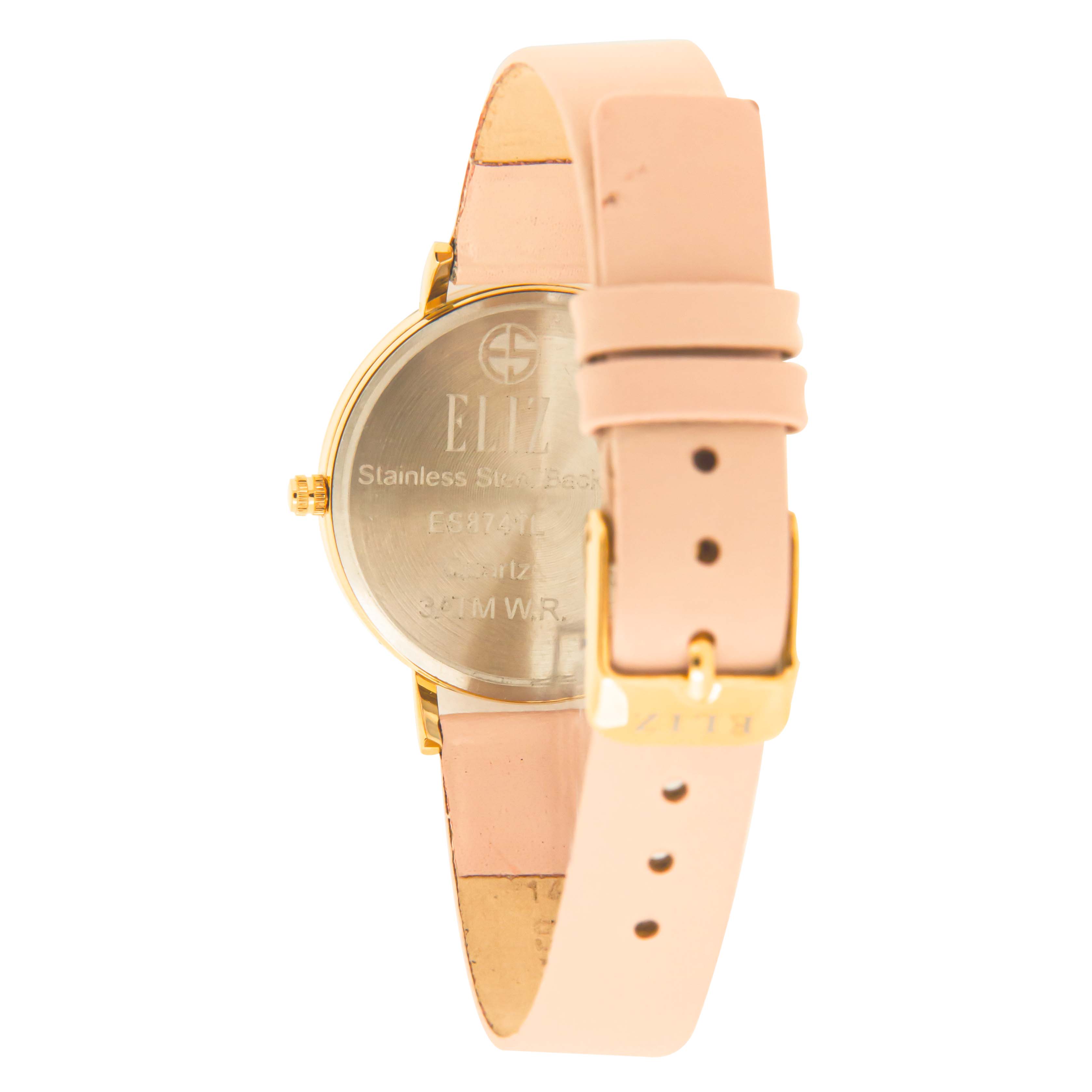 ELIZ ES8741L1GPP SS Caseback Leather Women's Watch - Back