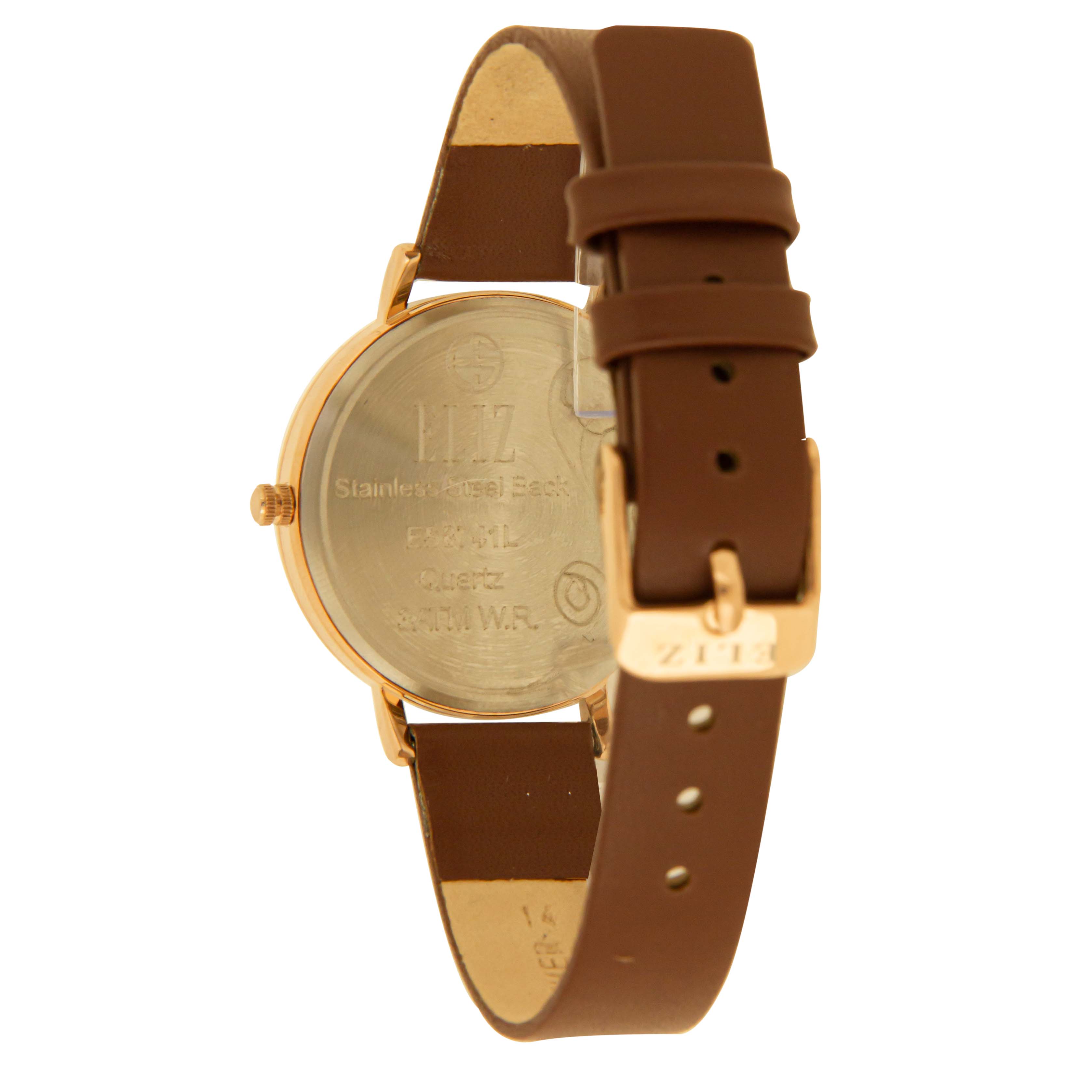 ELIZ ES8741L1RPR SS Caseback Leather Women's Watch - Back