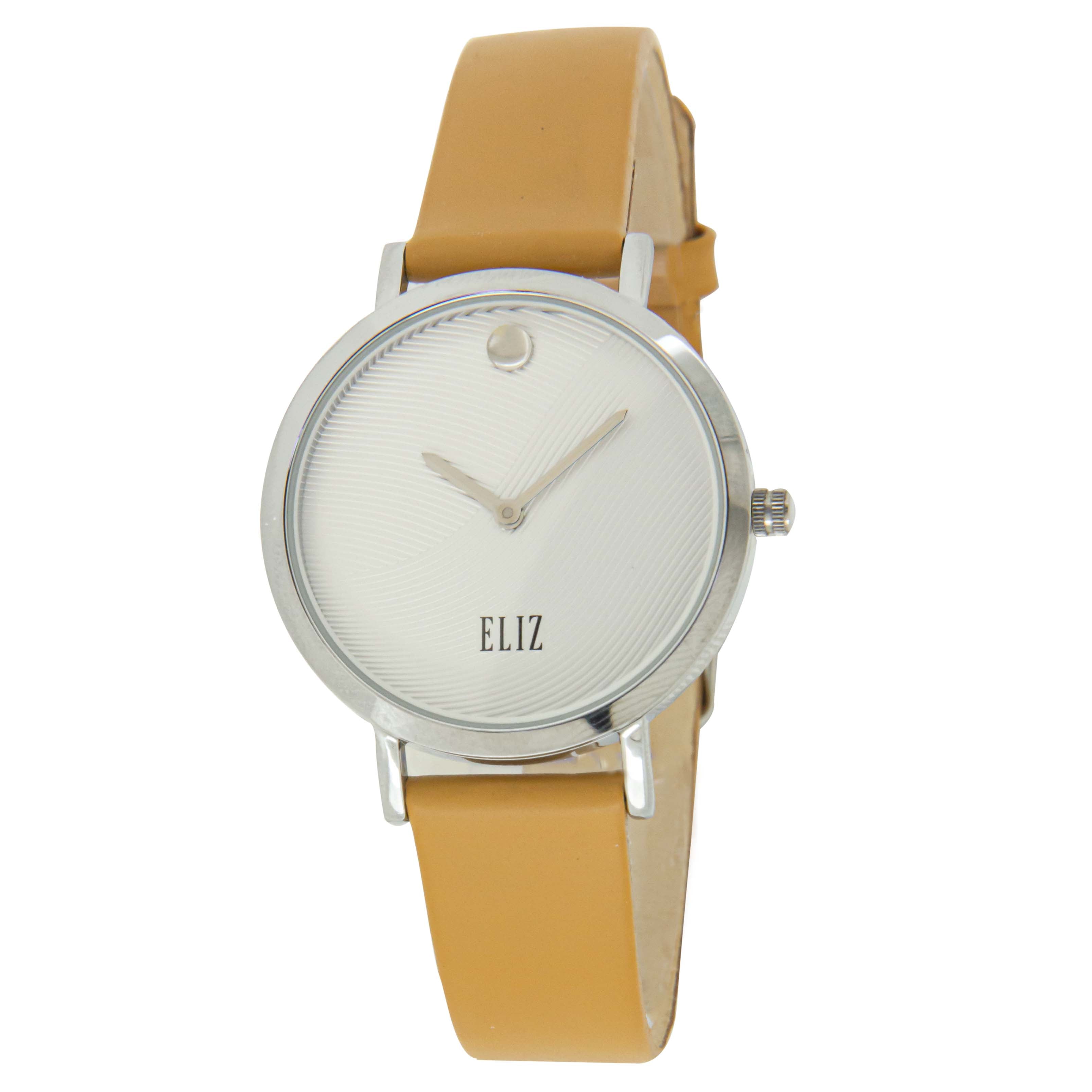 ELIZ ES8741L1SWD SS Caseback Leather Women's Watch - Front