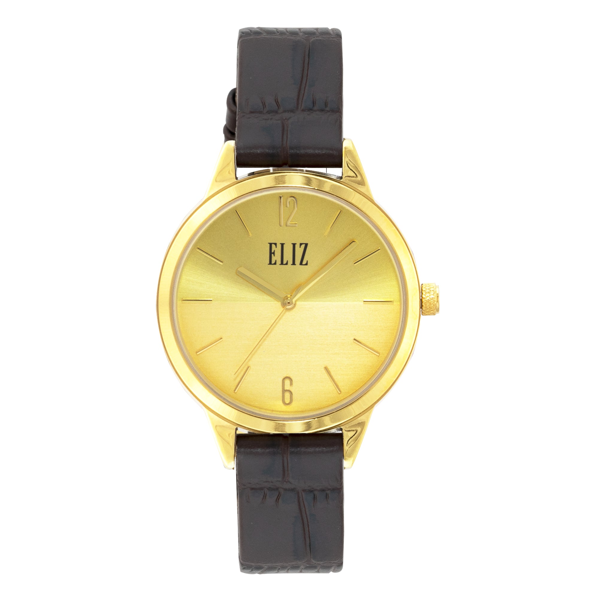 ELIZ ES8742L1GCO SS Caseback & Leather Women's Watch - Front